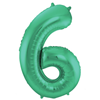 Groene Metallic Mat Folieballon Cijfer 6